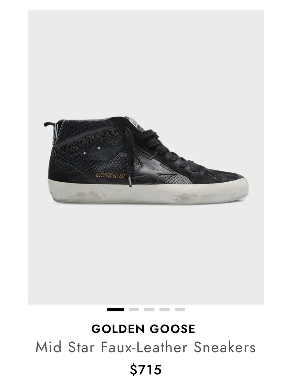 Mid Star Wing-Tip Snake-Embossed Faux-Leather Sneakers
